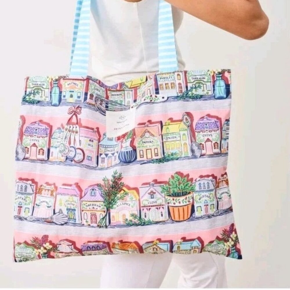 2025 LENOX PRINTFRESH Spice Village Tote Shopping Bag Organic Cotton